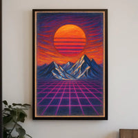 Retro-Futuristic Sunset Vaporwave Futuristic Sci-Fi Poster