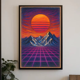 Retro-Futuristic Sunset Vaporwave Futuristic Sci-Fi Poster