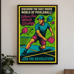Pickleball Revolution: Vibrant Retro Sports Poster PosterGoat