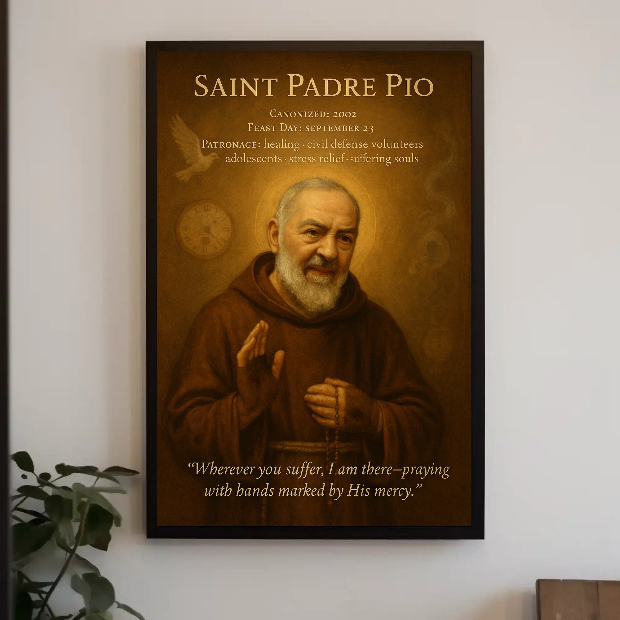 Saint Padre Pio Photorealistic Cultural Heritage Poster