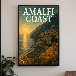 Amalfi Coast Sunset Poster 18x24 Premium Wall Art Decor