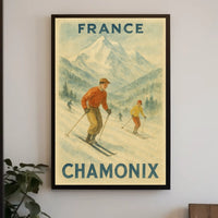 Chamonix Skiing Adventure Vintage Travel Poster