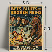 Bets Bluffs and Broken Reins 1951 Sports Poster