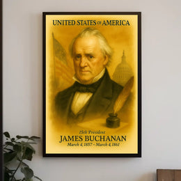James Buchanan 15th President of the United States Vintage Watercolor Poster