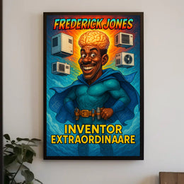 Frederick Jones Superhero Inventor Educational or Infographic Poster PosterGoat