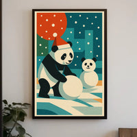Festive Pandas in Winter Wonderland Poster