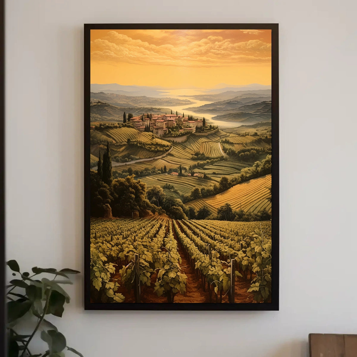 Tuscany Sunset Landscape Photorealistic Travel Poster