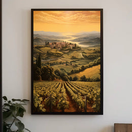 Tuscany Sunset Landscape Photorealistic Travel Poster
