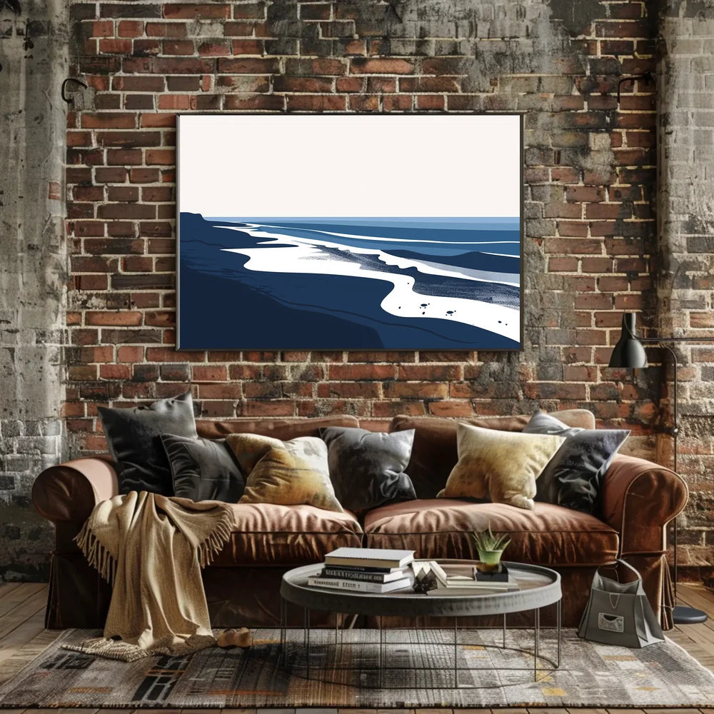 Serene Coastal Abstract: Modern Beach Art Poster