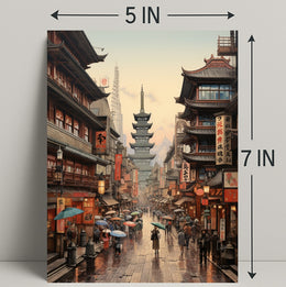 Rainy Day In A Traditional Asian Street Poster