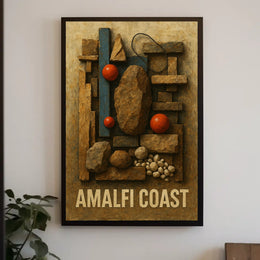 Amalfi Coast Art Poster Scenic Cliffside Decor 18x24