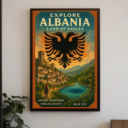 Albania Scenic Landscape Vintage Architecture Traditions Poster