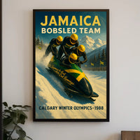 Jamaica Bobsled Team 1988 Winter Olympics Poster