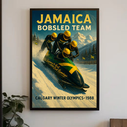 Jamaica Bobsled Team 1988 Winter Olympics Poster