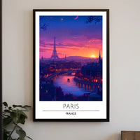 Paris Sunset with Eiffel Tower Urban or Cityscape Poster