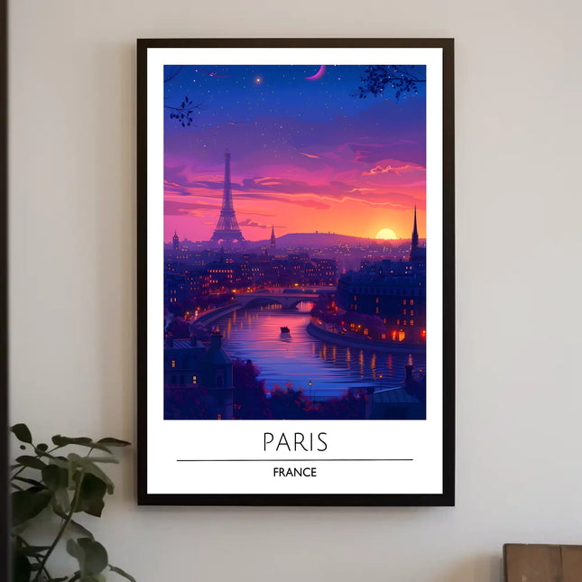 Paris Sunset with Eiffel Tower Urban or Cityscape Poster