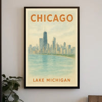 Chicago Skyline and Lake Michigan Poster