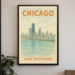 Chicago Skyline and Lake Michigan Poster