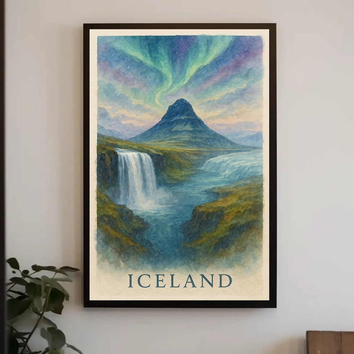 Enchanting Iceland Watercolor Poster
