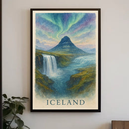 Enchanting Iceland Watercolor Poster