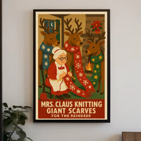 Mrs. Claus Knitting Giant Scarves Poster