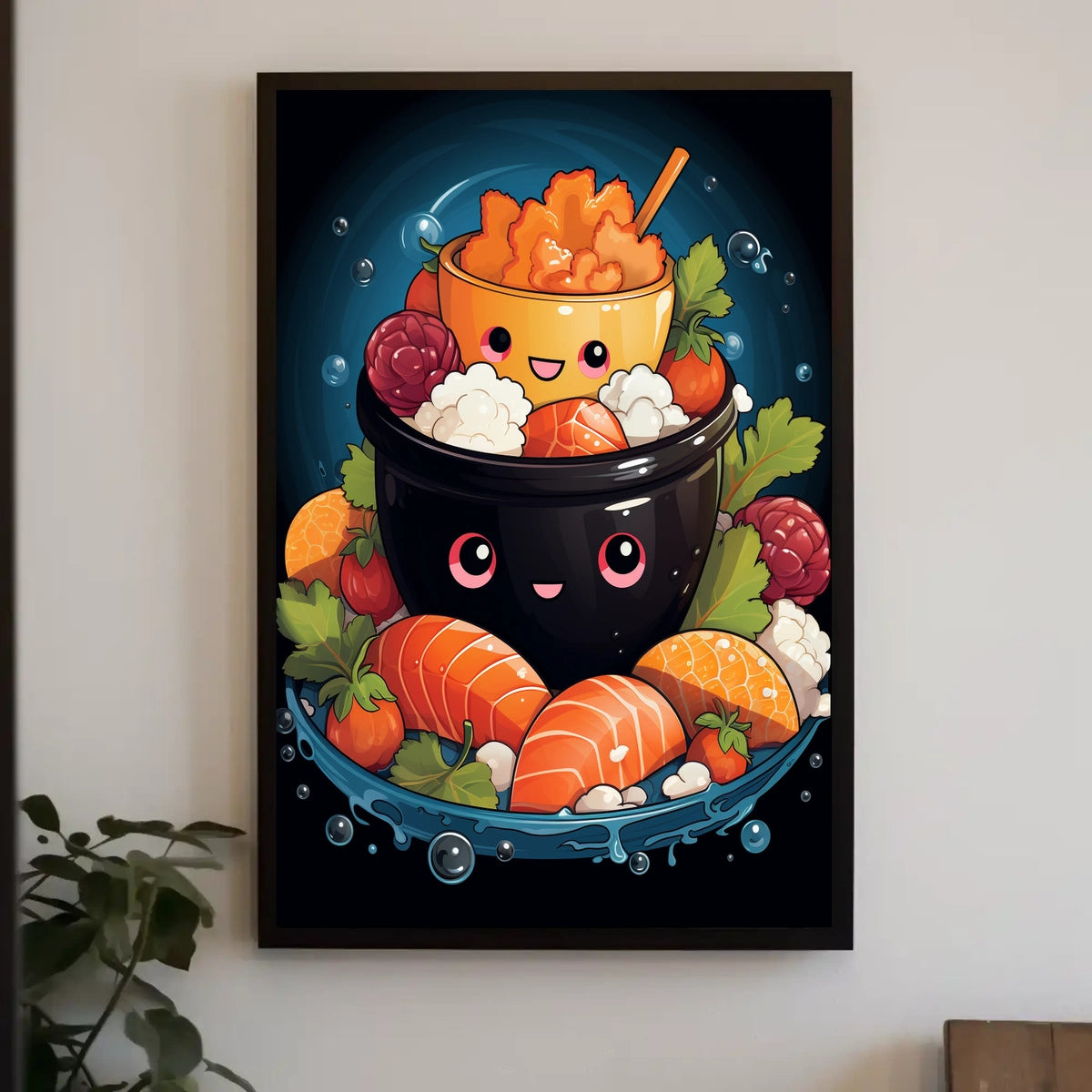 Whimsical Smiling Bowls Art Print - Abstract, Artistic, or Pop Culture Poster