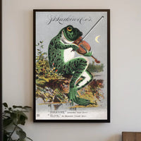 Whimsical Frog Playing Violin Vintage Advertisement Poster PosterGoat