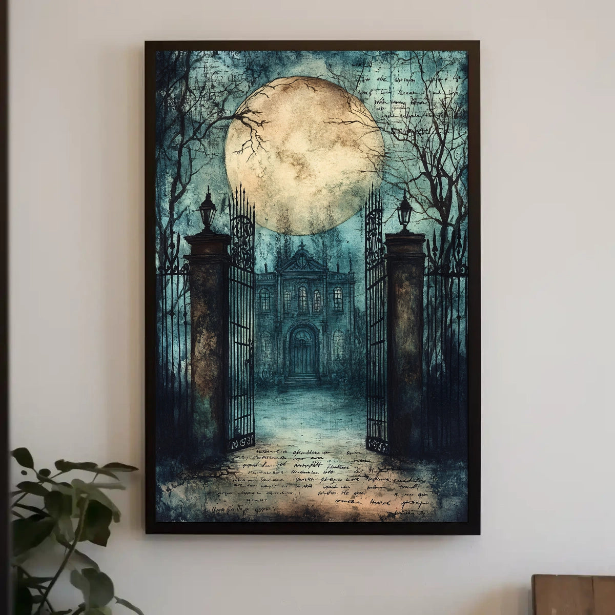 Mysterious Moonlit Gothic Mansion, Artistic Gothic Culture Poster