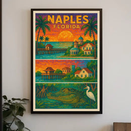 Naples Florida Poster Vibrant Coastal Wall Art For Home