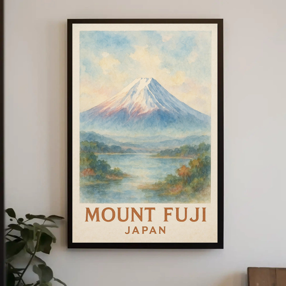 Mount Fuji Watercolor Serene Heritage Poster