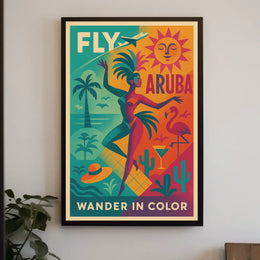 Aruba Travel Tropical Retro Artistic Poster
