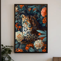 Majestic Leopard Floral Wall Art Print
