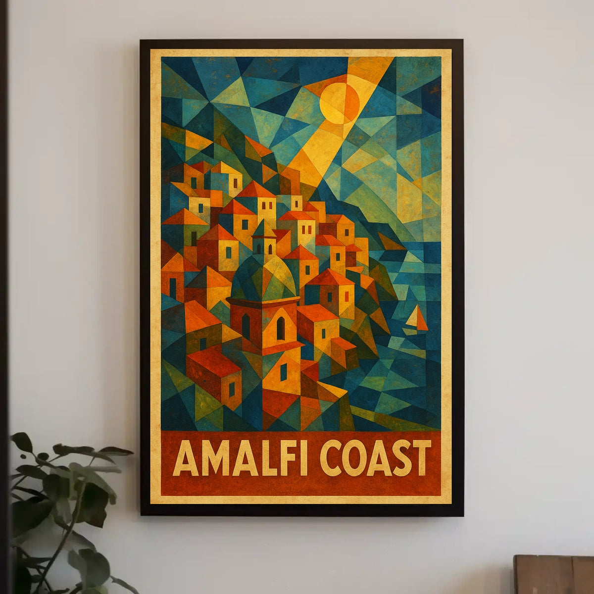 Amalfi Coast Poster Wall Art Italy Coastal Scenic Print