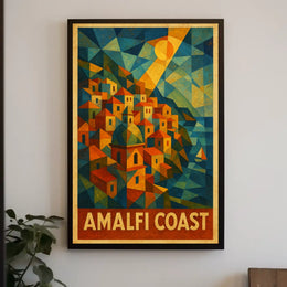 Amalfi Coast Poster Wall Art Italy Coastal Scenic Print