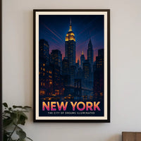 New York Nightscape Dreams Skyline Poster Modern Wall Art