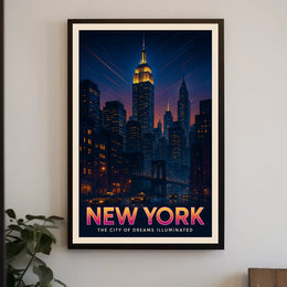 New York Nightscape Dreams Skyline Poster Modern Wall Art