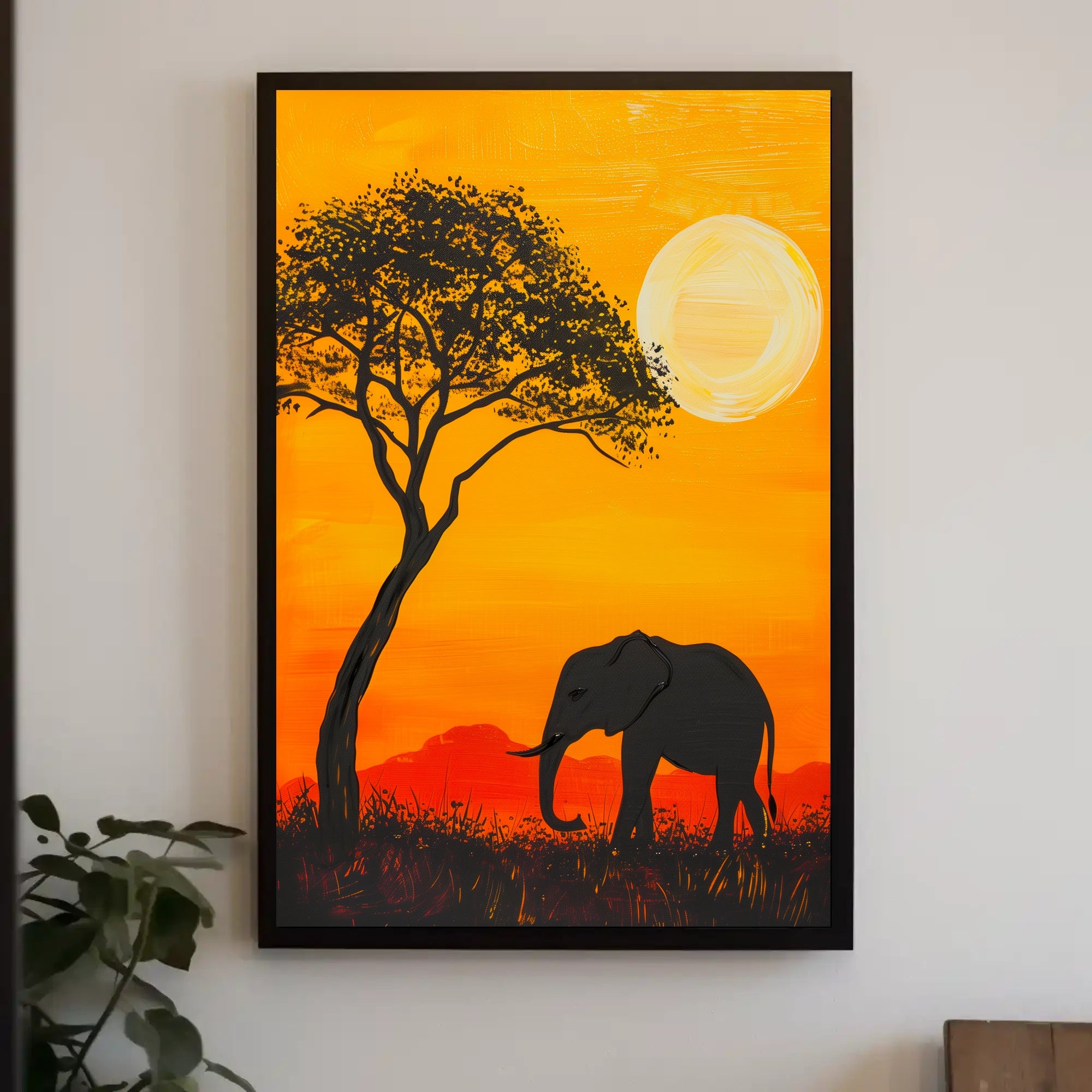 African Sunset Poster Vintage Safari Wall Art