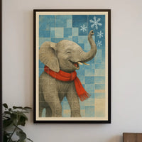 Winter Elephant Delight Poster