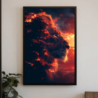 Majestic Lion Fire Art: Surreal Power Poster