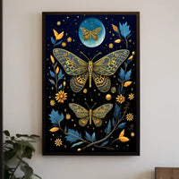 Ethereal Moths in Nature-Inspired Artistic Poster