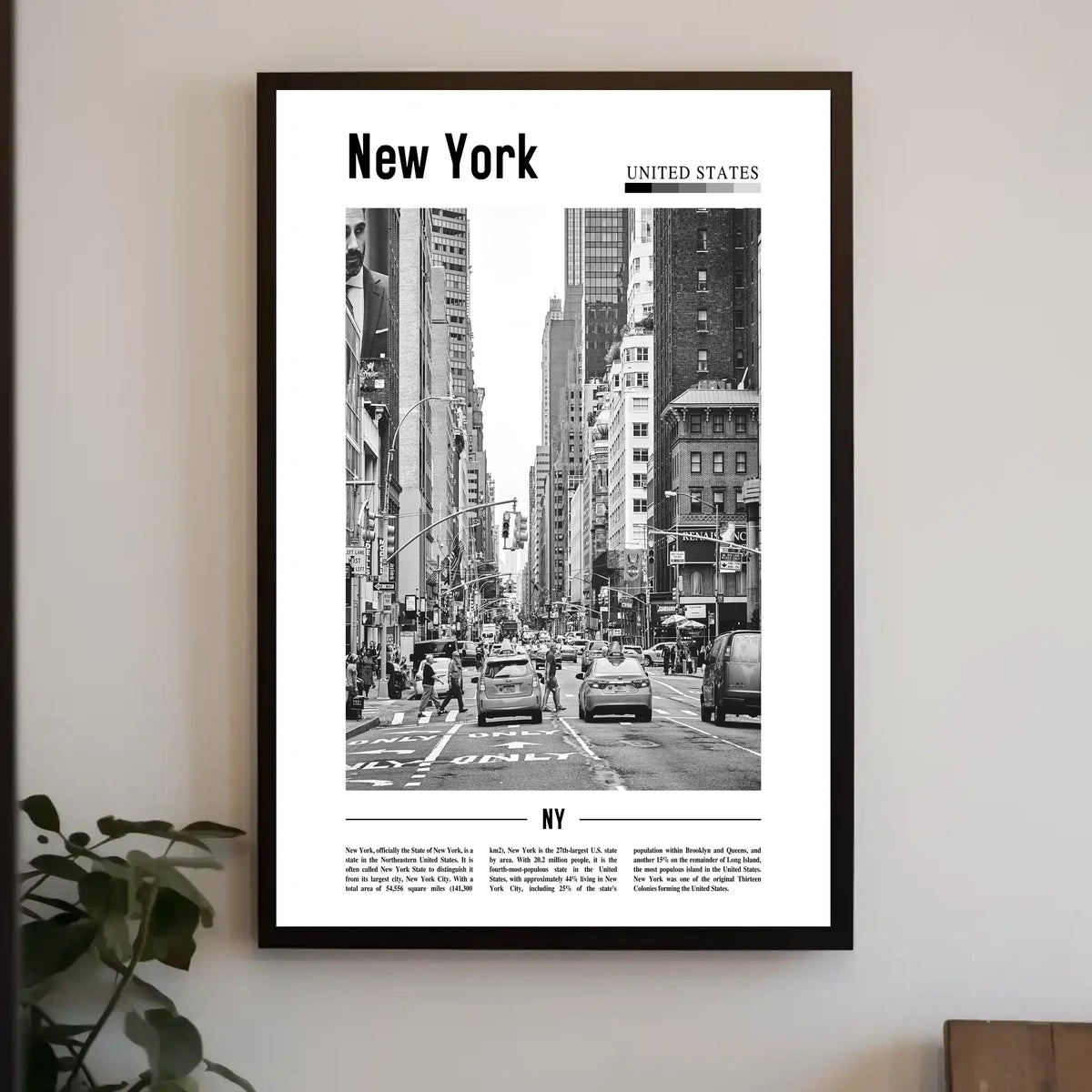 New York City Poster Modern Monochrome Cityscape Wall Art