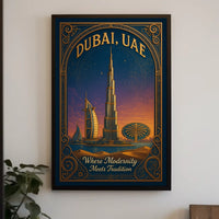 Dubai Skyline Vintage Architecture Modernity Poster