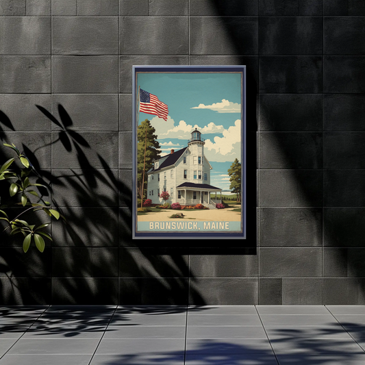 Brunswick Maine American Scene Art Vintage Travel Poster