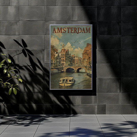 Vintage Travel Poster - Amsterdam Canals Autumn
