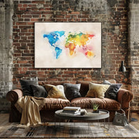 Vibrant Watercolor World Map Poster for Art Lovers