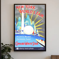 New York Worlds Fair Travel Poster Abstract Wall Art Retro