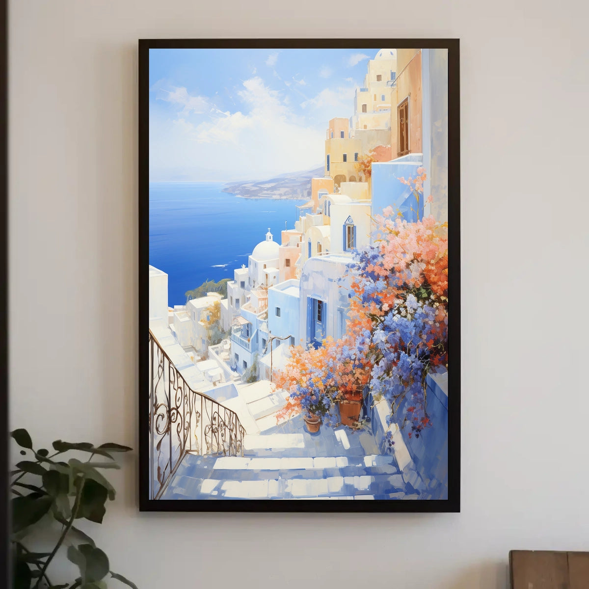 Santorini-Inspired Scenic Coastal Travel Poster