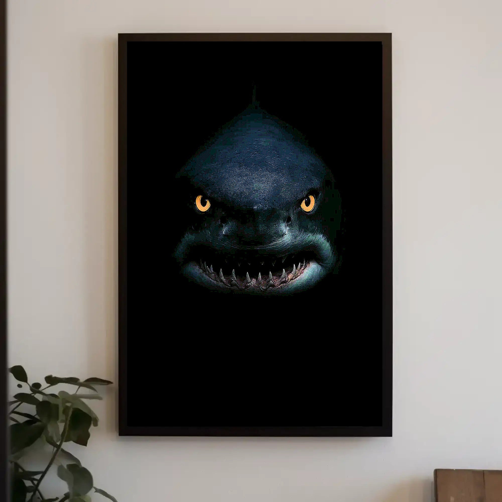 Shark's Menacing Glare: Realistic Animal Poster