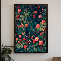 Vibrant Red Floral Scene Artistic Poster