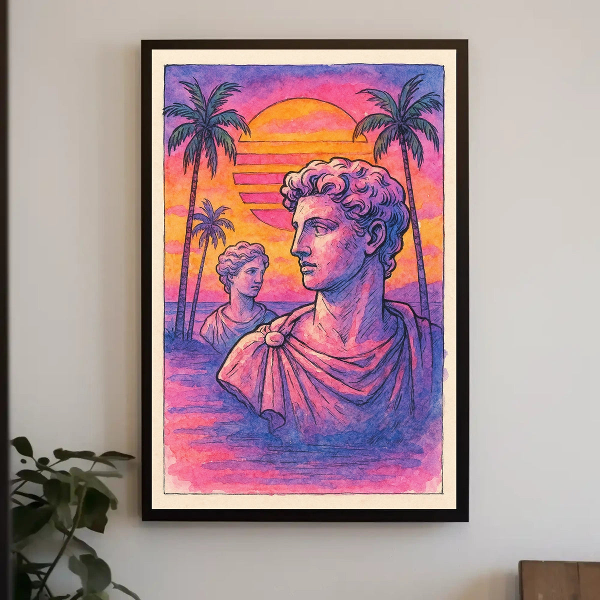 Classical Meets Modern Retro-Futurism in Artistic Poster